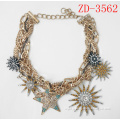 Vintage Unique Gold Plating Sun Star Bronze Necklace